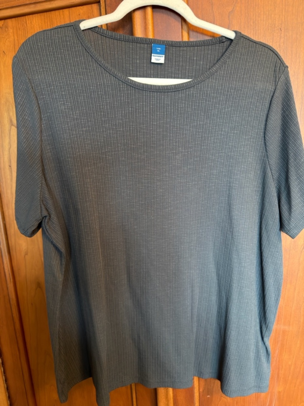 Old Navy Women's Short-Sleeve Ribbed Tee - Charcoal Gray